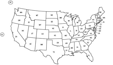 Map of US in Black and White